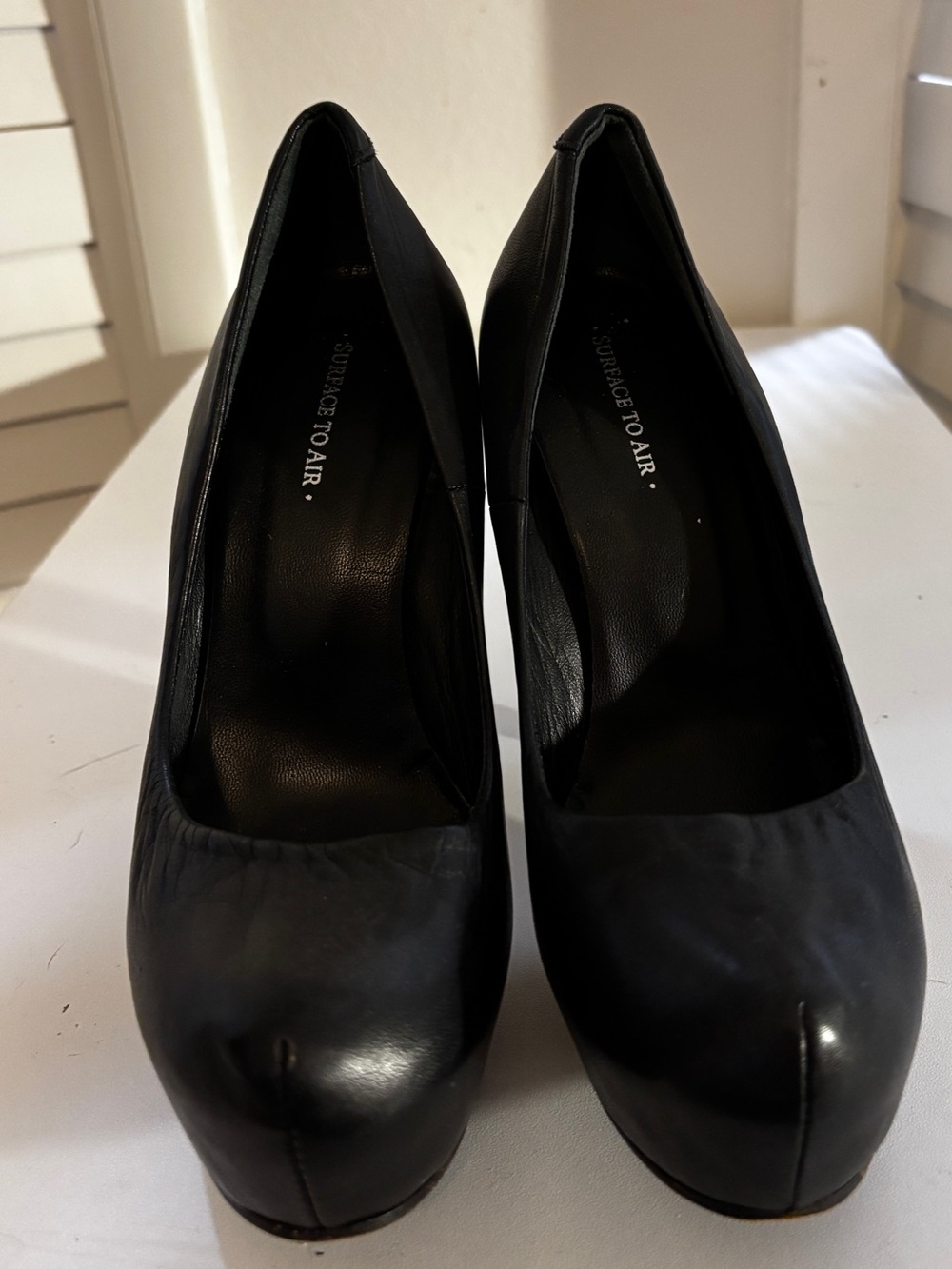 Surface to Air Black Platform Rounded-Toe Pumps